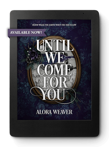 eReader device displaying the book cover of UNTIL WE COME FOR YOU - available now